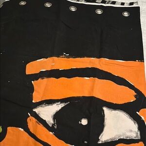CB2 Abstract Black and Orange Shower Curtain